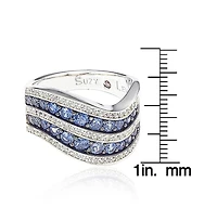 Suzy Levian New York Suzy Levian Sterling Silver Sapphire & Created White Sapphire Wavy Ring