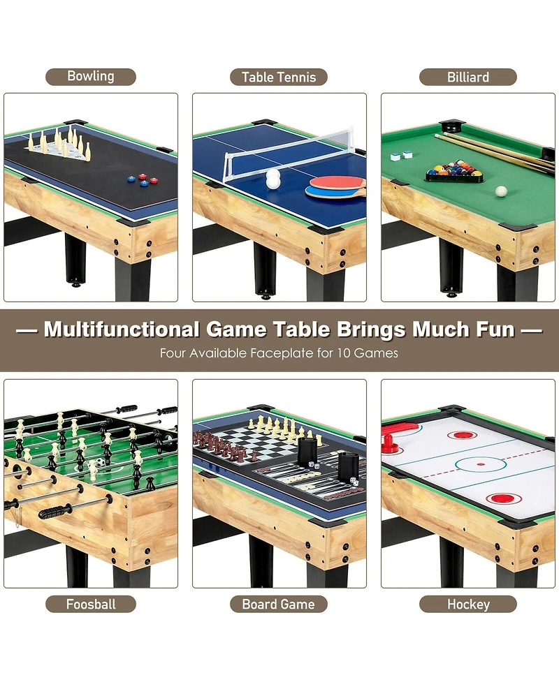 Akiudex 10 in 1 Stackable Multi Game Table with Foosball Billiards Ping Pong Chess and More