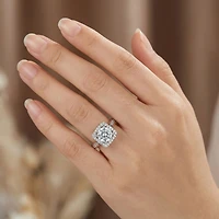 Genevive Two-Tone with Clear Cubic Zirconia Halo Ring