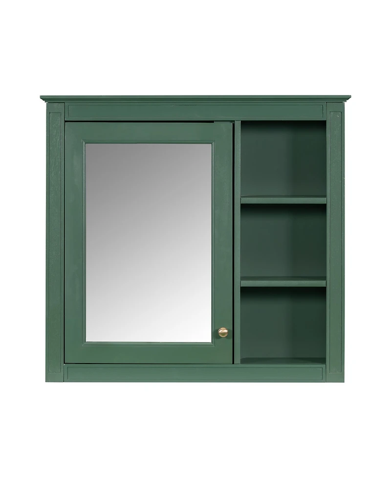 Casainc 30" x 28" Bathroom Medicine Cabinet with Mirror and 3 Open Shelves, Wall-Mounted (No Vanity)