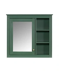 Casainc 30" x 28" Bathroom Medicine Cabinet with Mirror and 3 Open Shelves, Wall-Mounted (No Vanity)