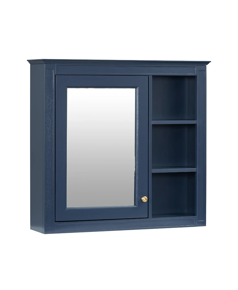 Casainc 30" x 28" Bathroom Medicine Cabinet with Mirror and 3 Open Shelves, Wall-Mounted (No Vanity)