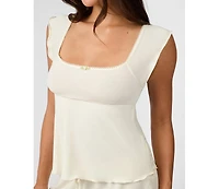 WeWoreWhat Women's Square Neck Babydoll Top