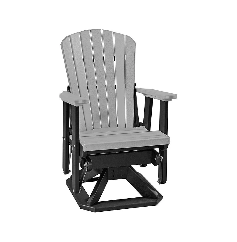 American Furniture Classics Fan Back Swivel Glider in Light Gray and Black