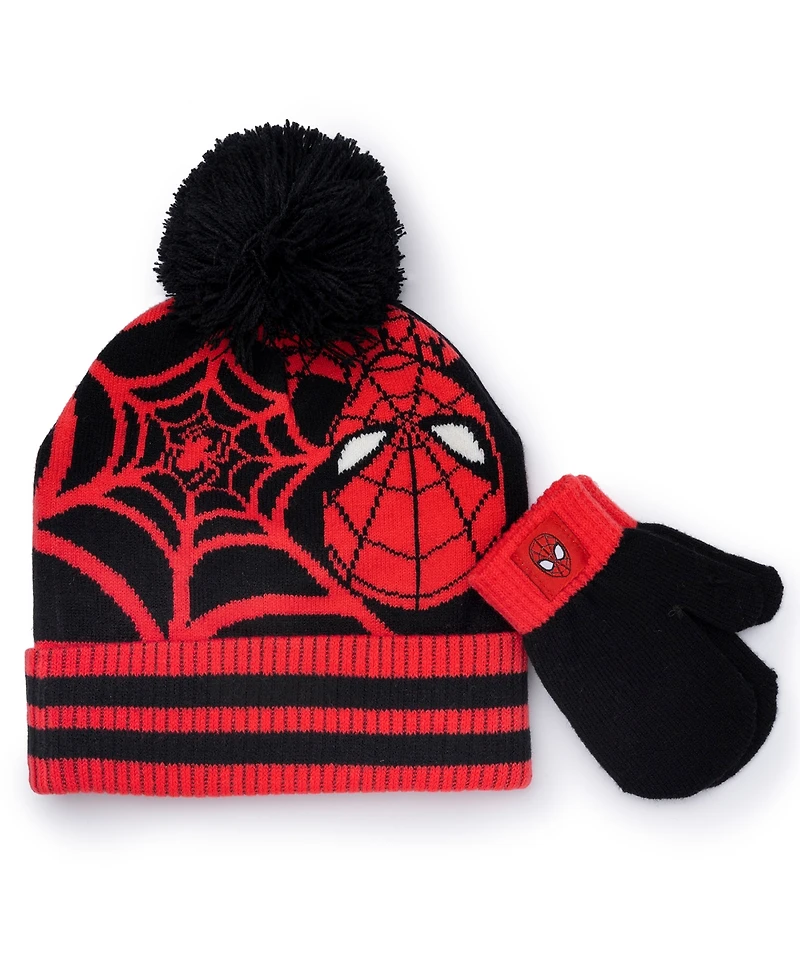 Spider-Man Toddler Boys 2-Piece Spiderman Beanie and Mitten Set