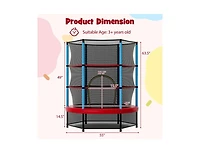 Akiudex 55 Inch Kids Trampoline with Enclosure Net and Foam Padded Poles