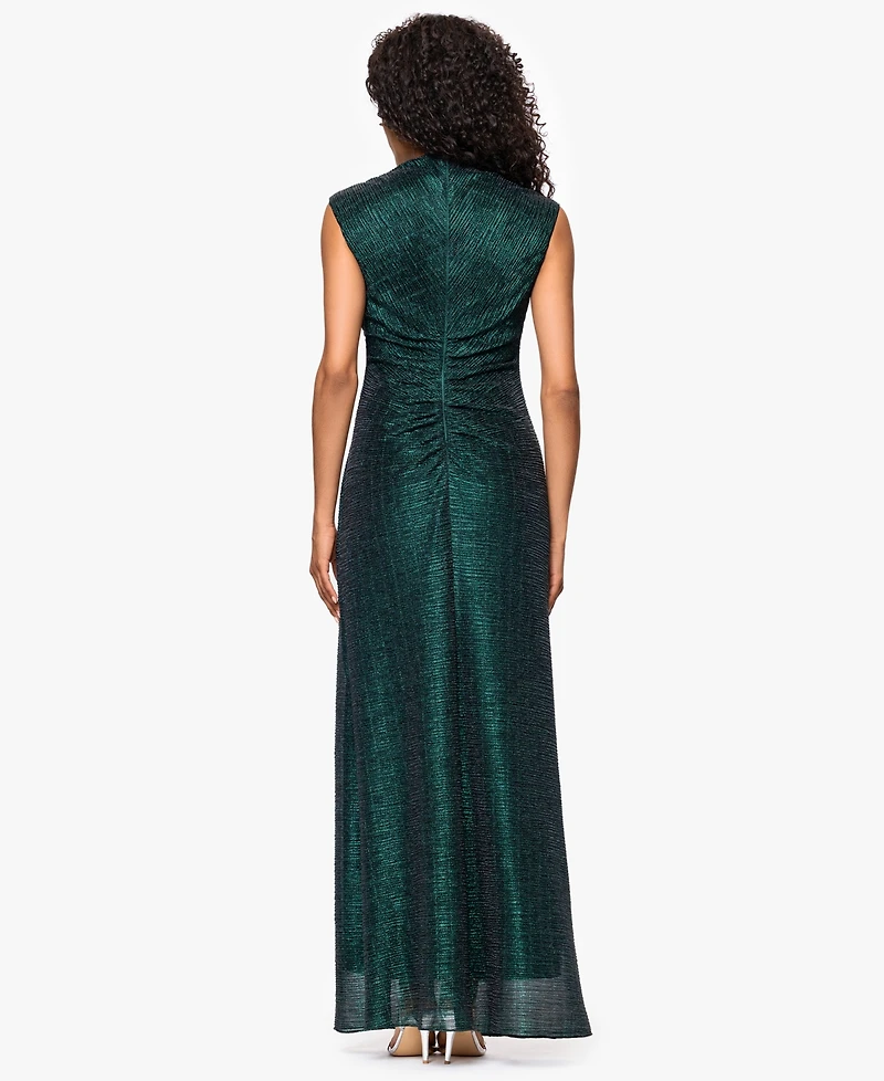Betsy & Adam Petite Sleeveless Dress with Ruched Slit