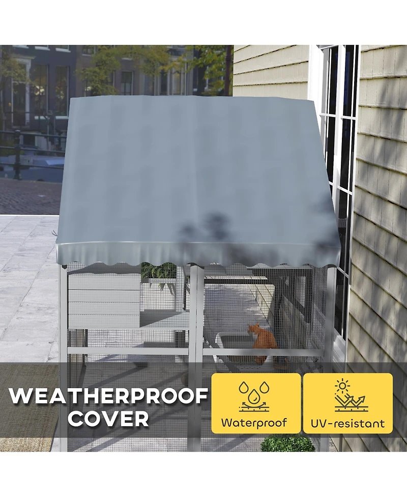 PawHut Large Catio Outdoor Cat Enclosure with Waterproof Cover