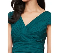 Alex Evenings Women's Crinkle Stretch Taffeta Long Gown