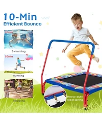 Akiudex Kids Trampoline with Safety Handle and Educational Cover for Indoor or Outdoor Use