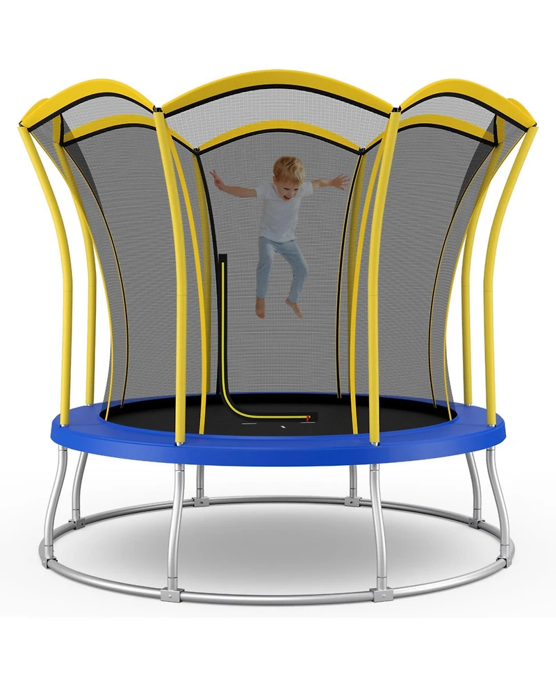 Akiudex 10FT Trampoline with Safety Net and Flower-Shaped Design for Kids