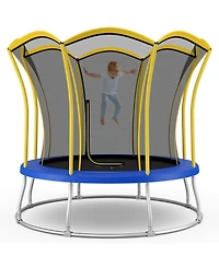 Akiudex 10FT Trampoline with Safety Net and Flower-Shaped Design for Kids