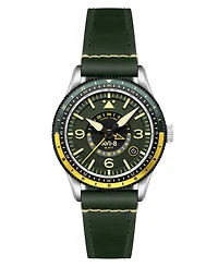 Avi-8 Men's Flyboy Green Leather Strap Watch, 40mm