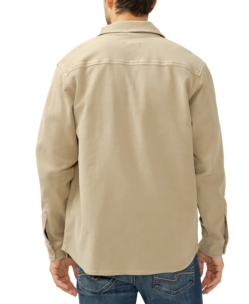 Silver Jeans Co. Men's Button Up Knit Flex Shirt Jacket