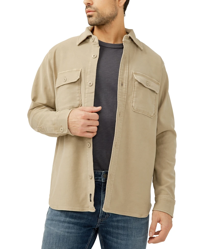 Silver Jeans Co. Men's Button Up Knit Flex Shirt Jacket