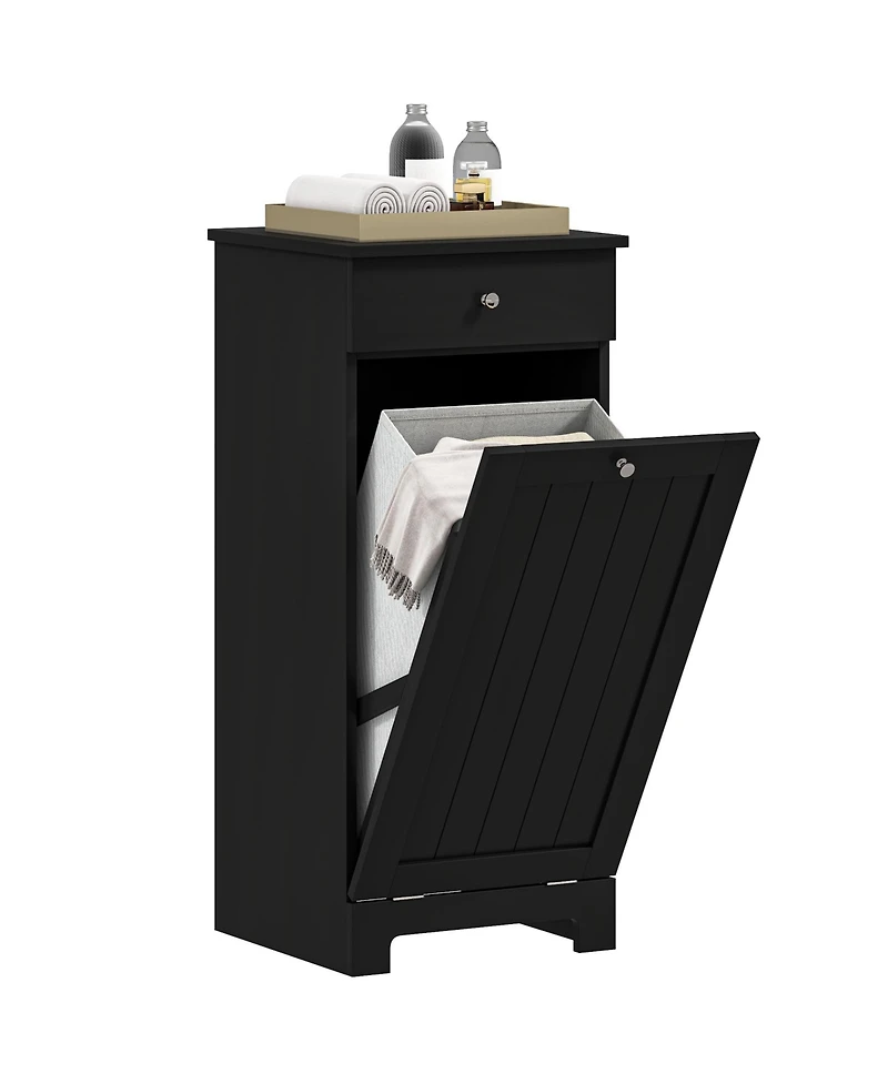 Homcom Tilt Out Laundry Hamper, Laundry Hamper Cabinet with Drawer,