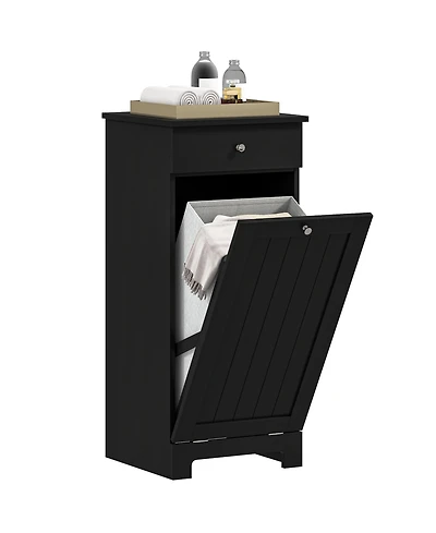 Homcom Tilt Out Laundry Hamper, Laundry Hamper Cabinet with Drawer,