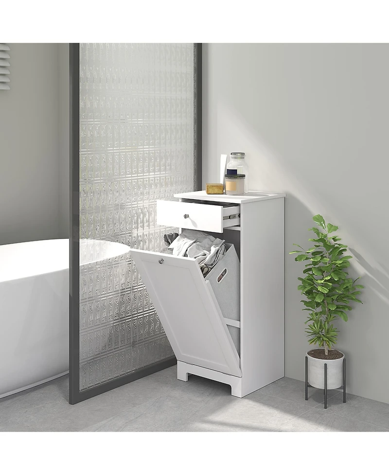 Homcom Tilt Out Laundry Hamper, Laundry Hamper Cabinet with Drawer,