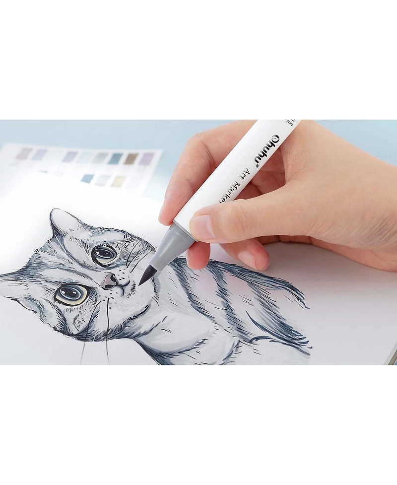 Ohuhu Honolulu 36ct Gray Tone Brush/Chisel Dual Tip Alcohol Markers Y30-80401-97