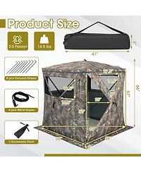 Akiudex 3-Person Pop-Up Hunting Blind with 270 degree View and Camouflage Design