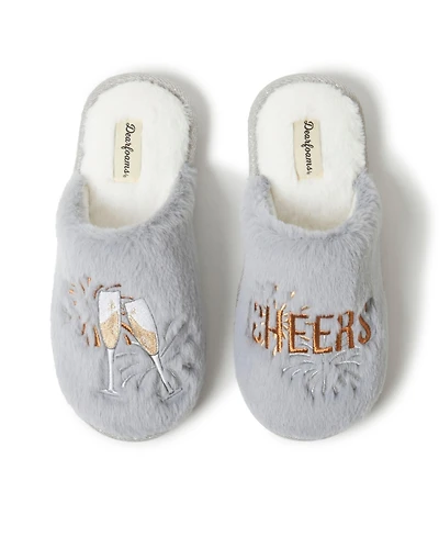 Dearfoams Women's Bridal Celebration Fuzzy Scuff House Slipper