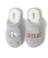 Dearfoams Women's Bridal Celebration Fuzzy Scuff House Slipper