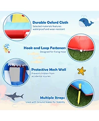 Akiudex 4-in-1 Inflatable Shark Water Slide Bounce House with Pool