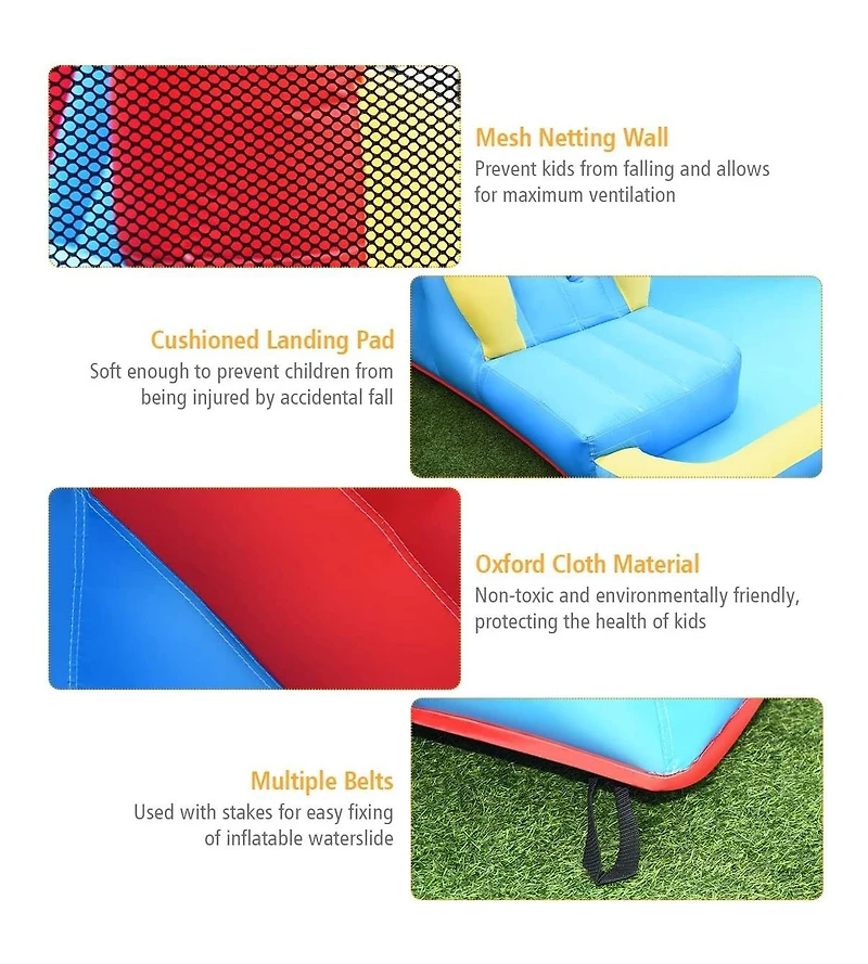 Akiudex Inflatable Crab Water Slide Bounce House with Double Slides and Pool