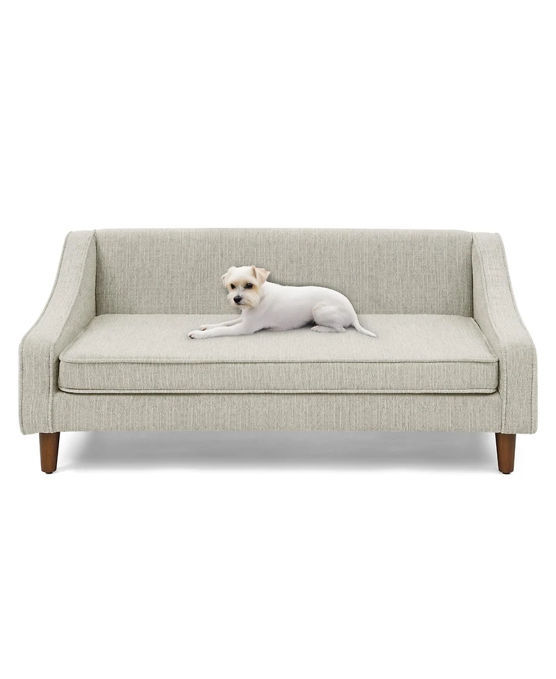 Aostirmotor Beige Durable Elevated Dog Sofa Bed Pet Sofa with Modern Irregular Armrest Design Comfortable Soft Dog Sofa