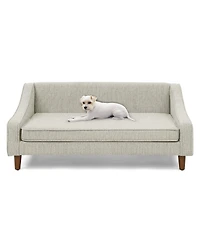 Aostirmotor Beige Durable Elevated Dog Sofa Bed Pet Sofa with Modern Irregular Armrest Design Comfortable Soft Dog Sofa