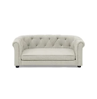 Aostirmotor Beige Rectangular Pet Sofa with Arc-shaped Backrest, Armrests and Linen Soft Cushion