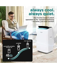 SereneLife 10300 Btu Portable Inverter Air Conditioner with Cooling, Heating, Wi-Fi Connectivity, and Quiet Operation – Perfect for Bedrooms, Offices,