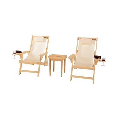 Jiallo Canvas Sling Chairs With Cup And Wine Holder End Table