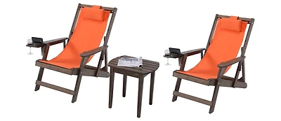 Jiallo Canvas Sling Chairs With Cup And Wine Holder End Table