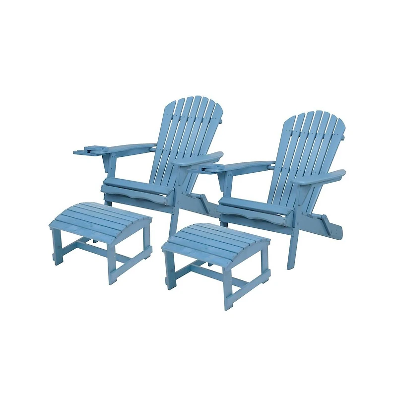 Jiallo Foldable Adirondack Chair With Cup Holder Conversation Set