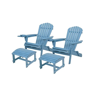 Jiallo Foldable Adirondack Chair With Cup Holder Conversation Set