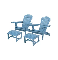 Jiallo Foldable Adirondack Chair With Cup Holder Conversation Set
