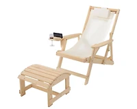Jiallo Canvas Sling Chair With Cup And Wine Holder Ottoman