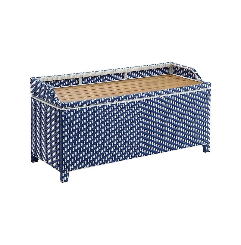 Enitial Star Azur Poolside Outdoor Wicker Metal Storage Bench