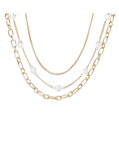 Bcbg Layered Pearl Drop Chain Necklace