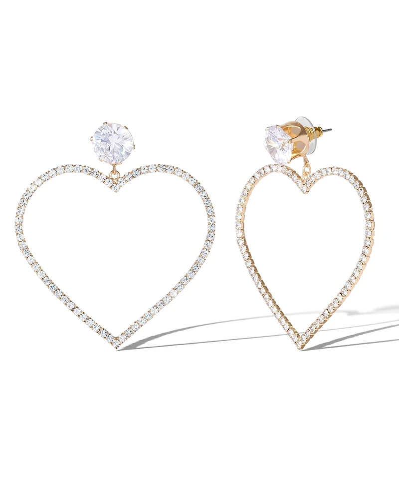 Glass Stone Heart Earrings
