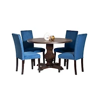 Roundhill Furniture Fordsville 5-Pc Dining Set, Pedestal Round Table with 4 Stylish Chairs