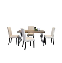 Roundhill Furniture Amisos 5-Pc Dining Set, Hairpin Dining Table with 4 Chairs