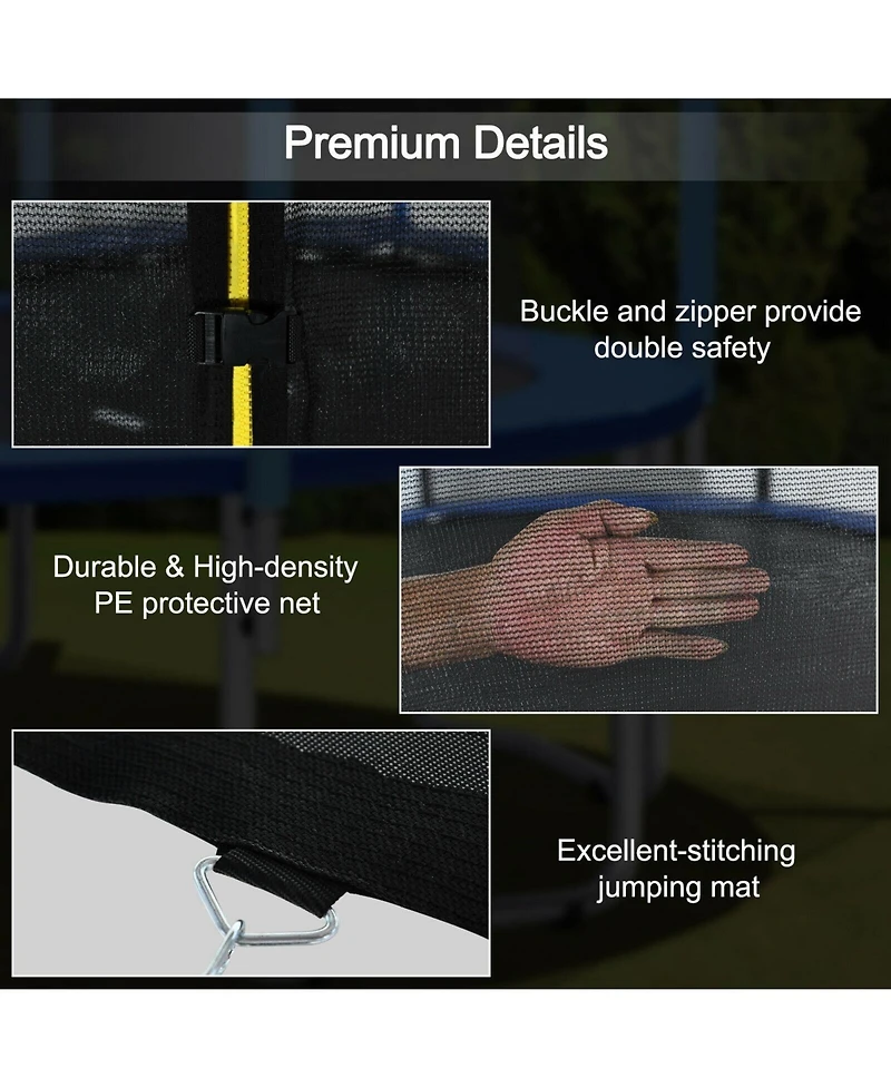 Akiudex Outdoor Trampoline with Safety Net Ladder and Steel Frame