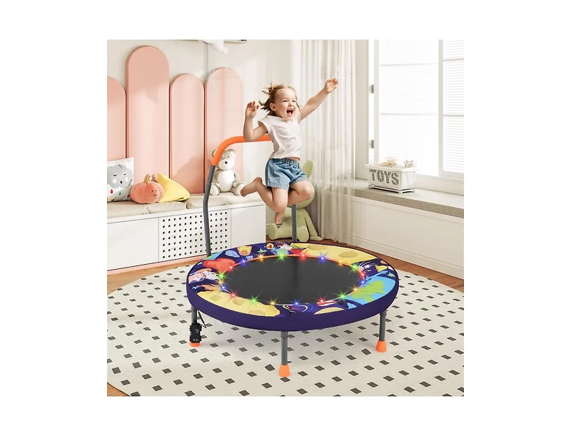 Akiudex Kids Foldable Trampoline with Lights and Foam Handle