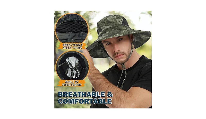 Multijoy Wide Brim Sun Hat, Upf 50+ Uv Protection Waterproof Packable Bucket Hat for Men & Women