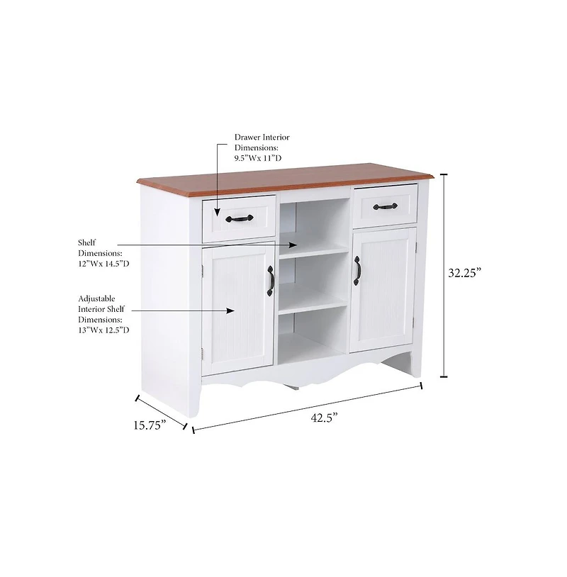 American Furniture Classics Countryside Buffet with Two Drawers and Two Doors