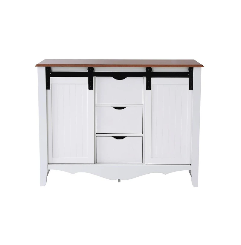 American Furniture Classics Countryside Barn Door Buffet with Two Sliding Barn Doors and Three Drawers