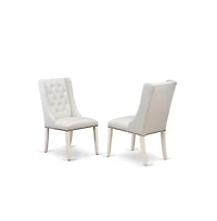 East West Furniture 5-Piece Dining Table Set Consists of 4 White Pu Leather Dining Chairs with Nailheads and Distressed Jacobean Wooden Table
