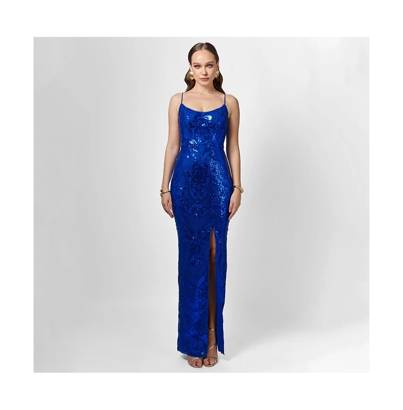 Bariano Sera Strappy Back Sequin Gown